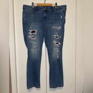 Torrid Boyfriend Straight Vintage Stretch Mid-Rise Rip & Repair Jean